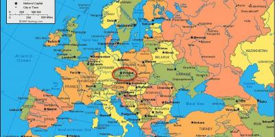 Kaart van europa met praag