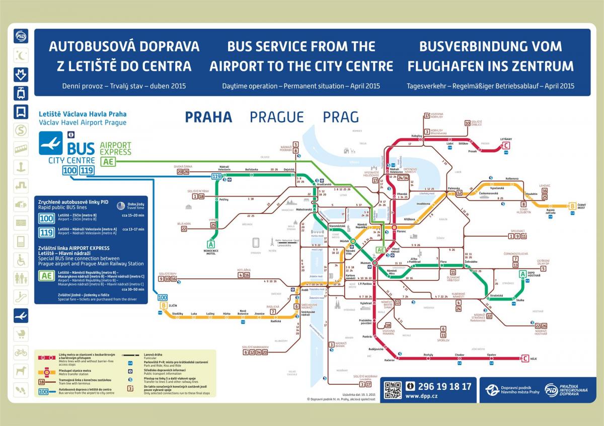 kaart van praag metro kaart luchthaven