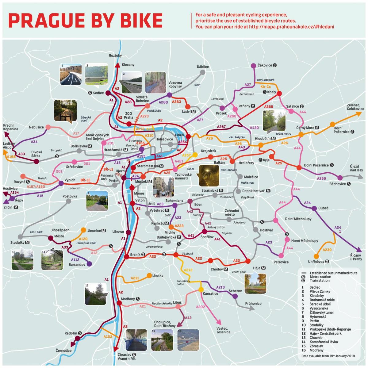kaart van praag fiets
