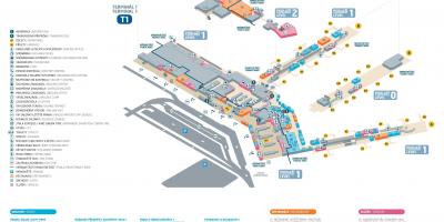Terminal 1 van de luchthaven van praag ligt op kaart
